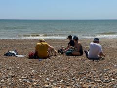 Well earned lunch stop somewhere between Pevensey Bay and Normans Bay - it was getting very warm by this point